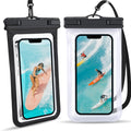 Waterproof Phone Pouch 2 Pack - IPX8 Waterproof Case for iPhone 15 14 13 12 Pro Max Plus Samsung Google Pixel Up to 7.2 inch- Underwater Dry Bag Kayaking Cruise Beach EssentialsClear & Black