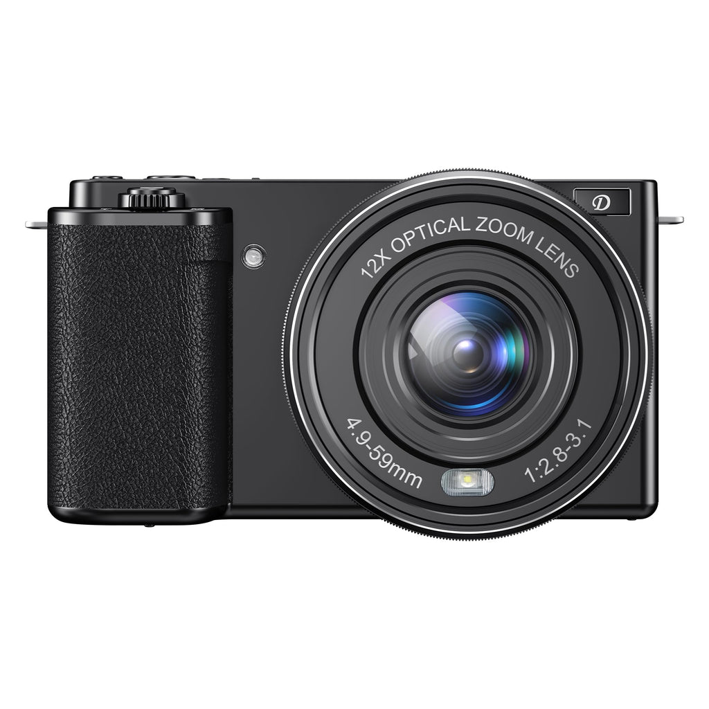 Cameras for Photography4K 64MP Digital Camera12X Optical Vlogging Camera for YouTubeOne Button Point and Shoot Digital CameraAuto-Focus Video CameraTravel Camera with 64G TF Cards for Beginners